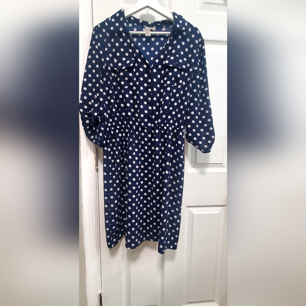 Navy Blue Polka Dot Dress